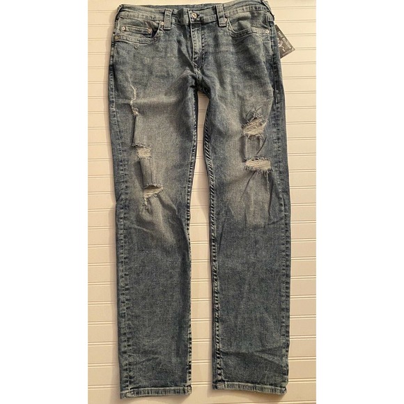 True Religion Geno Relaxed Slim Jeans 38x34 Torn Tall - Main Image